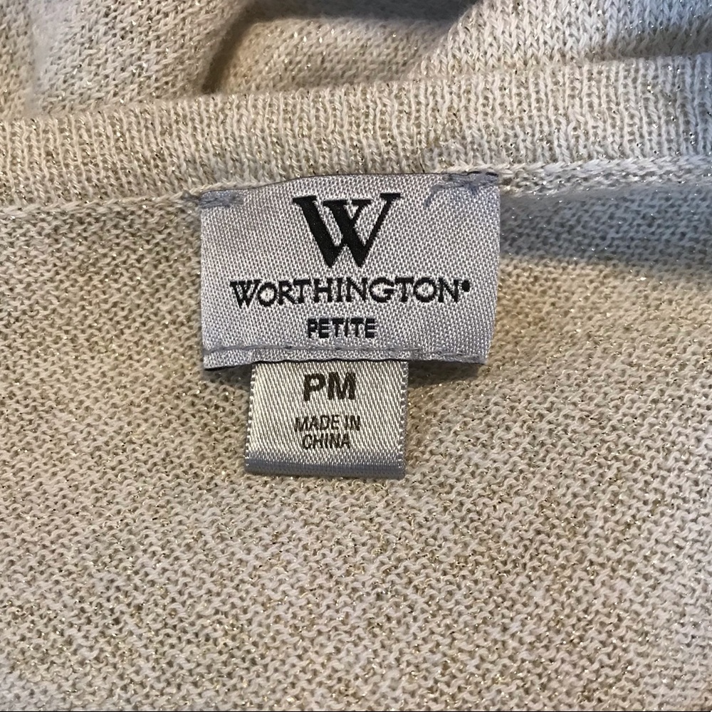 Worthington Petite Medium Gold Blouse Shirt - Picture 5 of 7